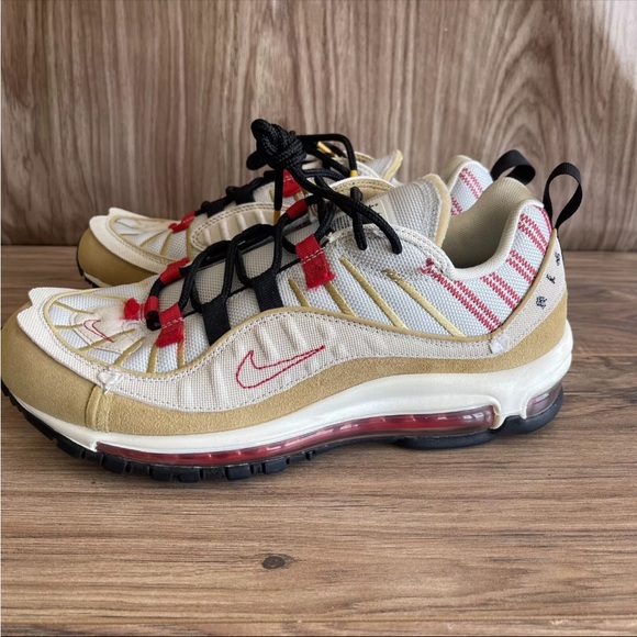 New NIKE AIR MAX 98 INSIDE OUT DESERT SAND RED BLACK WHITE BROWN GUNDAM SZ 8 - Picture 3 of 8